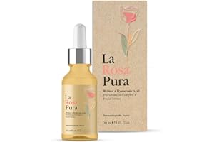 La Rosa Pura Retinol & Hyaluronic Acid Facial Serum - ProAdvanced Complex+ - Hydrating Anti-Aging Serum for Smoother, Youthful Skin - Reduces Fine Lines, Wrinkles, Age Spots, Sunspots
