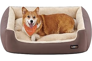 Feandrea Legowisko dla psa, kosz dla psa z dwustronną poduszką, 85 x 65 x 21 cm, brązowe PGW04Z