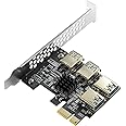 MZHOU PCIE 1 to 4 PCI Express 1X to 16X Slots Riser Card - 4 Ports USB 3.0 Adapter Card PCIe Splitter Card - PCIe Riser Card Converter for GPU Ethereum Bitcoin Mining (Not USB Signals)