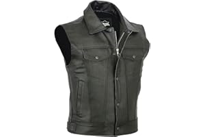 GEFOMUOFE Lederweste Weste Kutte Leder Biker Rocker Motorrad Clubweste Bikerweste Motorradweste Schwarz Leder Biker Rocker Motorrad Clubweste Bikerweste Leder Weste