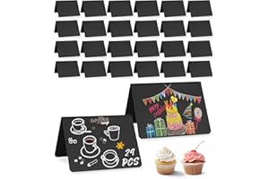 Hixava Mini Pizarra Pequeña 24 Piezas Mini Letreros de Pizarra Pizarras de Plástico 75 x 100 mm para Etiquetas de Precios Decoración de Bodas Cumpleaños Bares y Fiestas