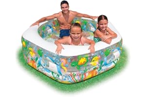 Intex 12-56493NP Piscine hexagonale gonflable Ocean Reef sans phthalate, 191 x 178 x 61 cm
