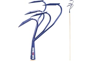 KOTARBAU® Cultivateur à Main avec Tranchants Griffe de Jardin en Acier avec Manche en Bois 175 cm Pioche de Jardin avec 5 Dents Râteau à Fleurs Accessoire de Jardinage Outil de Jardinage