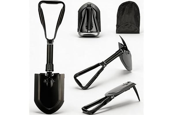 Multifunktionell hopfällbar spatel Fällbara överlevnadsspade 23 IN,Fällbara camping Shovel, Brandbekämpning Shovel, bärbar Shovel för trädgård, jakt, vandring, fiske, bil nödsituation, gåvor till män