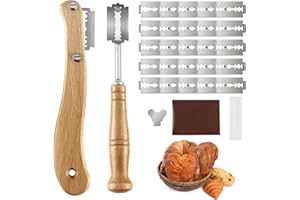WUSANNA Set 30 Pezzi Coltello per Pane, Taglierino per Pane, Lametta per Pane, Coltello Pane Bread Lame, con Lame 25 Pezzi per Impastare, Cuocere Al Forno e Incidere Modelli Pane Crudo Fai Te