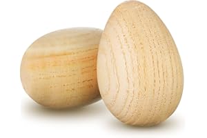 SKYLETY 2 Pcs Easter Wood Egg Shakers Musical Percussion Instrument Natural Wooden Egg Maracas Music Maraca Percussion Shakers for Babies Musical Education Party Classroom Prizes Easter Gift