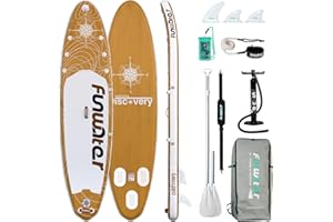 FunWater Planche de Stand Up Paddle Board Gonflable Ultra-Légère avec Accessoires, Réglables Paddle, Sac à Dos Surf, Pompe, Sac à Téléphone, Sangle Cheville Laisse, pour Adultes