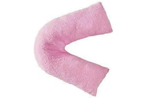 NIGHTZONE Teddy V Shaped complete pillow or Case for support Maternity, Neck, Back, Soft Warm Plush Cosy Fleece Cover (Teddy V Pillow Pink, Case Only)