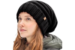 TOP-EX M/L/XL 100% wełna Slouch Beanie damska ciepła czapka zimowa czapka dzianinowa z podszewką polarową