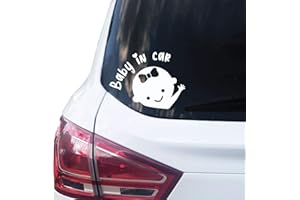 P007 | Baby in Car Aufkleber 14cm x 10cm Auto Sticker Babyaufkleber Autoaufkleber Vinyl Baby on board (V2 Mädchen, Weiss)