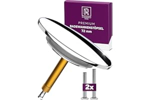 M. ROSENFELD HOME Badewannenstöpsel Universal Ø 72 Premium - Stöpsel Badewanne Chrom aus Messing mit Doppel Dichtung - Rostfrei Badewannen Stöpsel Verschluss Badezimmer zubehör