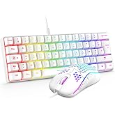 RedThunder 60% Keyboard and Mouse Set 2 in 1 Gamer AZERTY French AZERTY Keyboard Ultra Compact Mini Keyboard with RGB Backlit 62 Keys Lightweight Mouse 6 Keys 7200