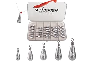 THKFISH Pesos de Pesca Plomos de Pesca Pesos Drop Shot Kit de Accesorios de Pesca Aparejo Drop Shot Anzuelos de Pesca Ganchos Compensados Aparejo de Pescar 28 Piezas/ 103 Piezas