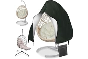 Patio Hanging Chair Covers, OUTTDID Egg Swing Cocoon Chair Cover with Zipper , Rocking Chair Cover, Swing Seat Chair Cover with Drawstring Zipper -- 190x115cm