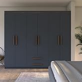 metalia GM823 LAVİNYA L&Uuml;X 6 KAPI 2 &Ccedil;EKMECELİ GARDROP CEVİZ-ANTRASİT GRİ