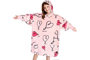 Catalonia Classy - Couverture légère pour enfants avec capuche, sweat-shirt en polaire douce et pelucheuse, couverture portable chaude, pull à capuche douillet pour garçons et filles pré-adolescents