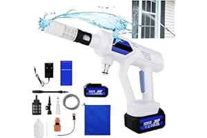 HSHA Cordless Pressure Washer-Battery Power Pressure Washer 45 Bar-Portable Car Jet Wash with 3.0Ah Battery Foam Pot for Car Fence Floor Cleaning White