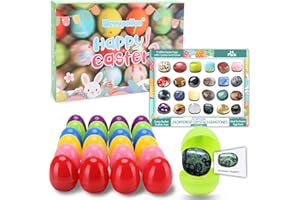 Weeupolfun huevos de Pascua precargados con piedras preciosas de cristal, juguetes para rellenar cestas de Pascua, ideales para regalos de búsqueda de huevos de Pascua, regalos de fiesta