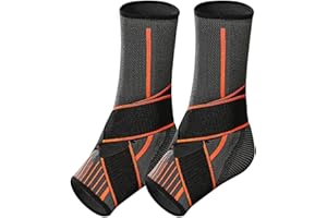 SUGHAW 2 Pcs Attelle Cheville Sport, Chevillère Entorse Chevillere de Maintien Sport Strapping Cheville Réglable Respirant pour Homme Femme Ligamentaire Entorses Blessures a Protection Sportive (Orange, XL)