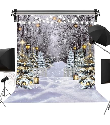 Toile De Fond Photo 220x150cm - Motif Flocons De Neige Dorés Pailletés - Pour Mariage, Fêtes, Nouveau-né