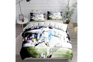 UMBREAN Fußballstar Bettbezug Kinder 135x200cm-1 Stück, Fußball Kissenbezug 80x80cm -1Stück