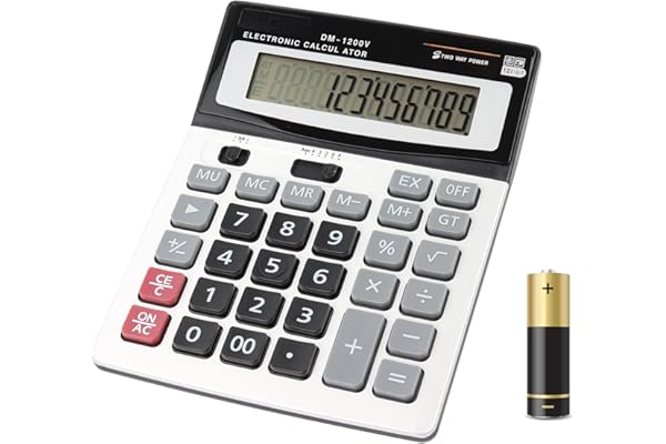 HIHUHEN Calculatrice de Bureau à 12 Chiffres, Fonction Standard d'affaires Calculateur de Bureau (1 x Calculator)