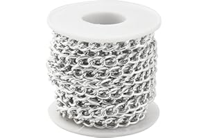 Jaydis 16.4 Feet Aluminum Curb Chains 2mm Silver Plated with Spool for Pendant Necklace Jewelry Making