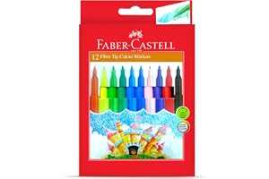 Faber-Castell Color Body Felt Pen 12 Color, Felt tip pens with extensive colour range, Washes out of most fabrics.