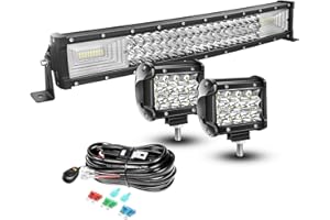 AUXTINGS 56 cm 270W 3 Filas Barra LED Offroad Barra de luz LED Curvo +10 cm LED Luces de Trabajo con 12V Cableado Haz Spot y Flood LED Luces de Trabajo para Tractor Coche Camión Barco 4x4 ATV,IP67