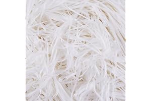 Anjing Shredded Kraft Tissue Paper, Raffia for Gift Box Filling Christmas, Easter Gift Hampers, Hamper Filling, Basket Filler, Packaging Filler 1000g White
