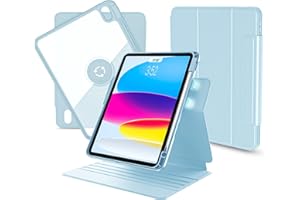 NIMIN Funda para iPad de 10ª generación 2022, 10.9 Pulgadas, con diseño de Doble imán, 11 Modos de Uso Diferentes - Funda de Cuero giratoria 360° con Soporte para lápiz