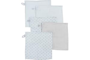 ‎BAUMANN ROBA GMBH roba Organic Set of 5 Wash Cloths 'Lil Planet' Light Blue/Sky, Muslin, Organic Cotton, GOTS, 25 x 25 cm
