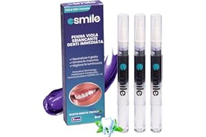 UPSHELL Esmile Set di 3 Penne Gel Sbiancanti Viola, 2 ml con Pennello, Sbiancamento Denti Istantaneo e Facile Applicazione
