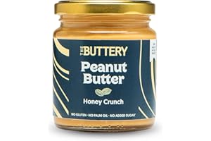 The Buttery – Peanut Butter Honey Crunch/Crema de Cacahuete Crujiente con Miel, 100% Cacahuete Alto Oleico Saludable, Sin Aceite de Palma/Azúcares Añadidos, Fuente de Proteína, Apto Vegetarianos -220g