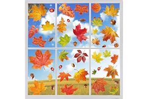 TARKLANDA Pegatina Hojas de Otoño Ventana de Acción de Gracias Etiquetas Engomadas Ventana Arce Pegatinas Decoración de Otoño Caída Se Va aferra para Partido Adornos 6 Hojas