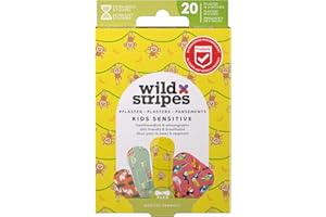 Wild Stripes - Tiritas Infantiles Jungle Vibe - Tiritas con estilo para niños aventureros - Protección de heridas segura, resistentes al agua y delicadas para piel sensible - 20 uds