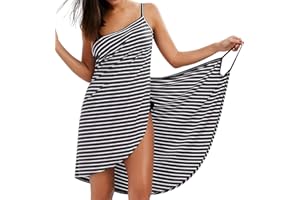 LumiSyne Vestido De Playa Mujer Bikini Cover Ups Vestido De Bikini Raya Moda Sexy Cuello En v Ropa De Baño Camisolas Pareos De Playa Talla Grande