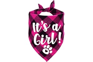 STMK It's A Girl Plaid Dog Bandana, Pregnancy Announcement Plaid Dog Bandana, Baby Announcement Plaid Dog Bandana Gender Reveal Photo Prop for Dog Puppy (Pink)