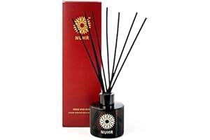NUHR Home 130ml Rose & Oud Luxury Reed Diffuser with Multi Note Fragrance, Long Lasting Fresh Aroma for Home, Wrapped on Rich Velvety Base