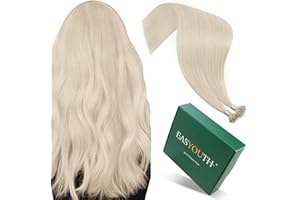 ‎EASYOUTH Easyouth Echthaar Nanoring Extensions Platinblond Extensions Nanoring Echthaar Weiß Blond Haarverlängerung Nanoring Extension Glatt 55 cm 50 g 50s #1000