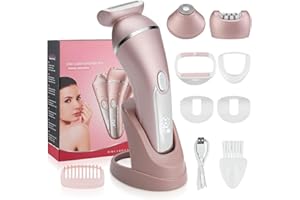 UPROZIL Electric Shavers for Women, 3 in 1 Rechargeable Wet and Dry Lady Shaver, Cordless Waterproof Electric Bikini Trimmer with Charge Stand, LED Digital Display, for Arm Legs Eyebrow Underarm Bikini