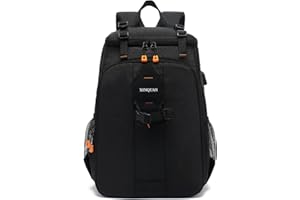 LEEMASING Large Capacity Waterproof Outdoor SLR Camera Bag Backpack Photography Laptop Bag For Men Women Photographer, Black, M, Fashion