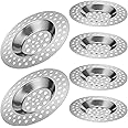 6 PIECE SET stainless steel drain strainer - 7 x 0,7cm strainer for sink, kitchen sink, for sink kitchen and bathroom, hair strainer shower, bath, practical for drains