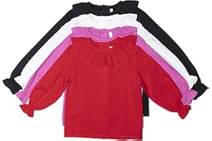 PATRONESMUJER Blusa de niña básica con Volante en el Escote y Manga Larga.