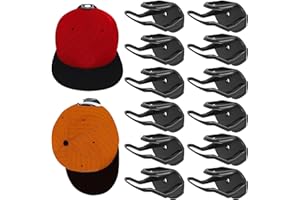 FYting Kappenhalter,12 Stück Cap Halter,Cap Regal,Selbstklebender Nahtloser Huthaken, Cap Halterung Wand, Huthaken Zur Wandmontage FüR Baseballkappen, WellensittichhüTe, SonnenhüTe(Schwarz)