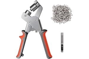 ARESVRGO Alicates Para Ojales,Maquina Ojales Metalicos,con 100 Ojales (ø Interior 10 mm),Alicates Ojales para Lonas Ligero,Flexible Ideales para Telas,Lonas y Toldos