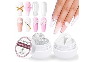 AIMEILI Solid Builder Gel för Nail Extension, Clear White Sculpture UV LED Hard Gel, Nail Carving, Rhinestone Glue for Art, Salon & Home Use (2X15g)