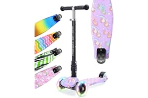 BOLDCUBE Big Fold | Three Wheel Scooter for Children Ages 5-10 Years | LED Wheels with Flashing Lights | Height Adjustable 65 to 89 cm | Rear Reflectors