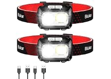 Blukar Pannlampa Uppladdningsbar, Superljus LED Strålkastare - 8 Ljuslägen | Spotlight Pannlampor Kombination, Sensorstyrning och RödLjus, Vattentät, Lång Batteritid Strålkastare för Löpning, Camping