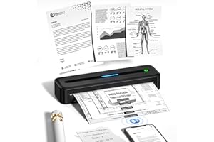 ItriAce Mobiler Drucker, Thermodrucker a4 für Unterwegs für iOS, Android, Computer und Handy, Bluetooth Wireless Drucker, Tragbarer Drucker mit 1 Rollen Thermopapier für Reisen, Zuhause, Studium
